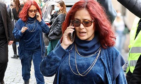 Salma Hayek debuts her bright red hair on set of House Of Gucci